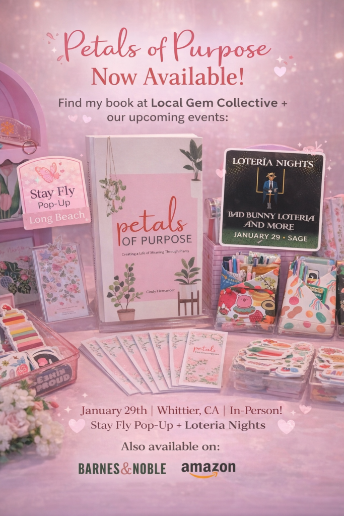 Petals of Purpose book and creative wellness product collection by Cindy Hernandez