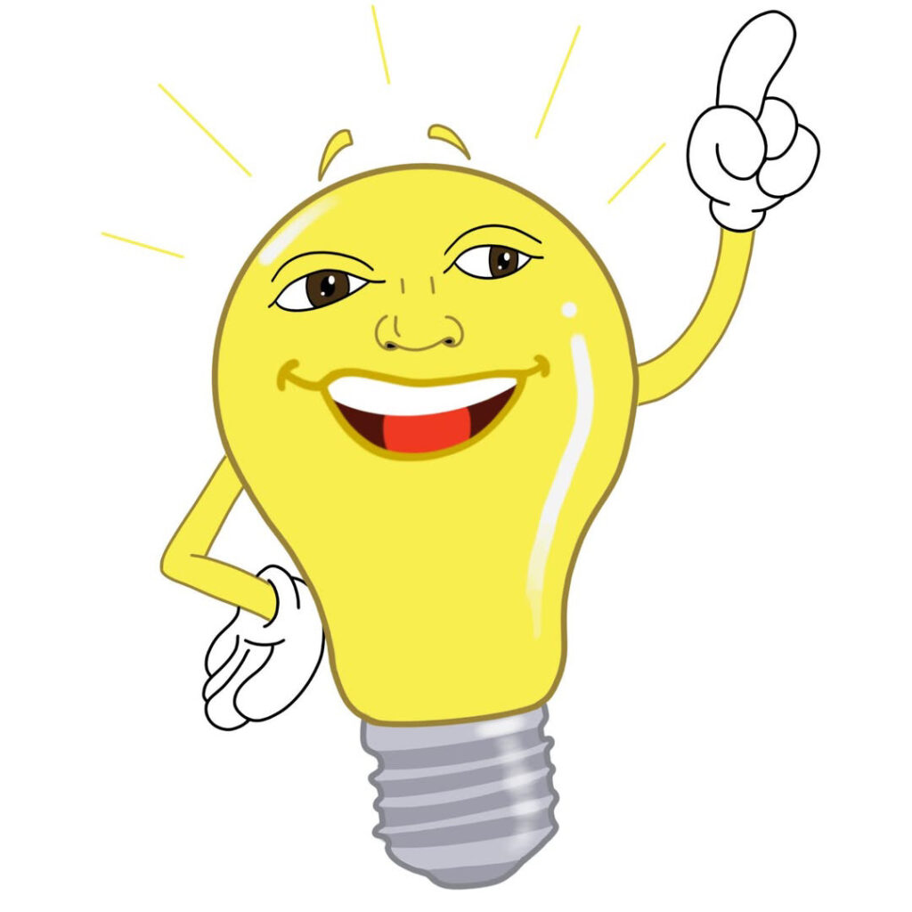 Community partner organization logo featuring a smiling lightbulb illustration